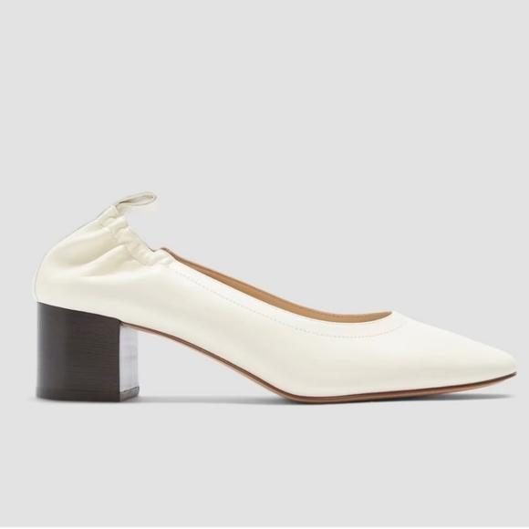 Everlane The Day Heel Cream / White Stacked Block Heel Sz 6 - Picture 2 of 11